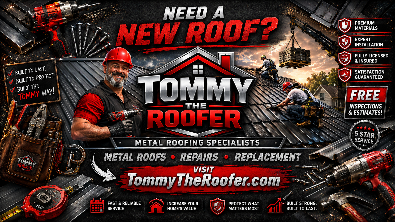 Need a new roof? Tommy The Roofer — Metal Roofing Specialists. Metal roofs, repairs, and replacement. Free inspections & estimates.